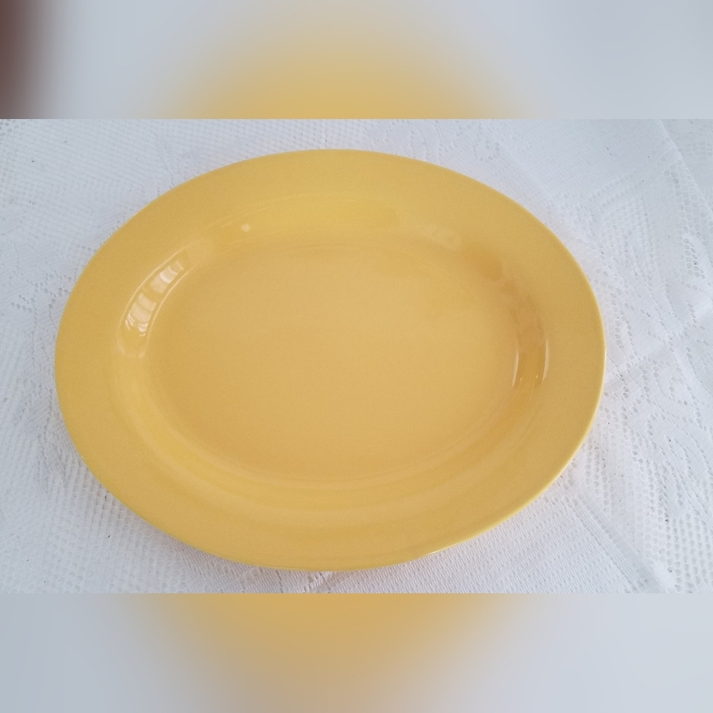 Secla Portugal Stoneware Serving Platter Dish Yellow 15"